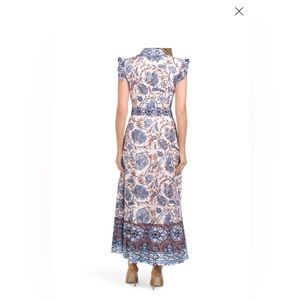 Dalia MacPhee Ruffle Sleeved Floral Maxi Short Dress with Belt - Large